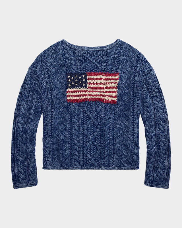 Flag Aran-Knit Cotton Sweat